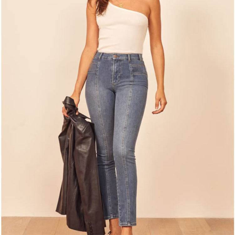 Stitching slimming ladies jeans - Mubimart