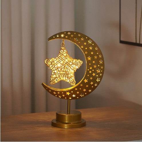 LED Modeling Lamp Creative Personality Iron Moon - Mubimart