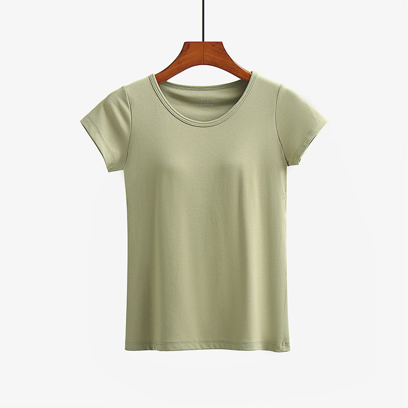 Short-sleeved T-shirt With Chest Pad Bra Home Wear - Mubimart -  