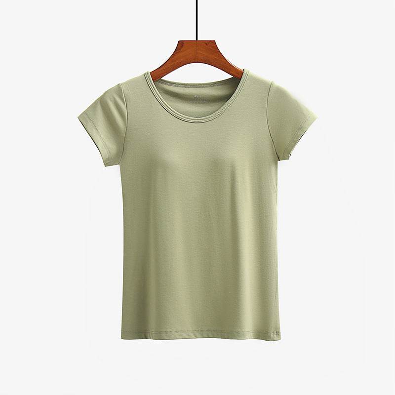 Short-sleeved T-shirt With Chest Pad Bra Home Wear - Mubimart
