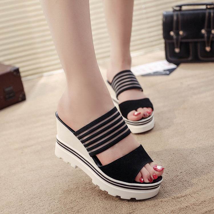 Wedge heel slippers for ladies - Mubimart