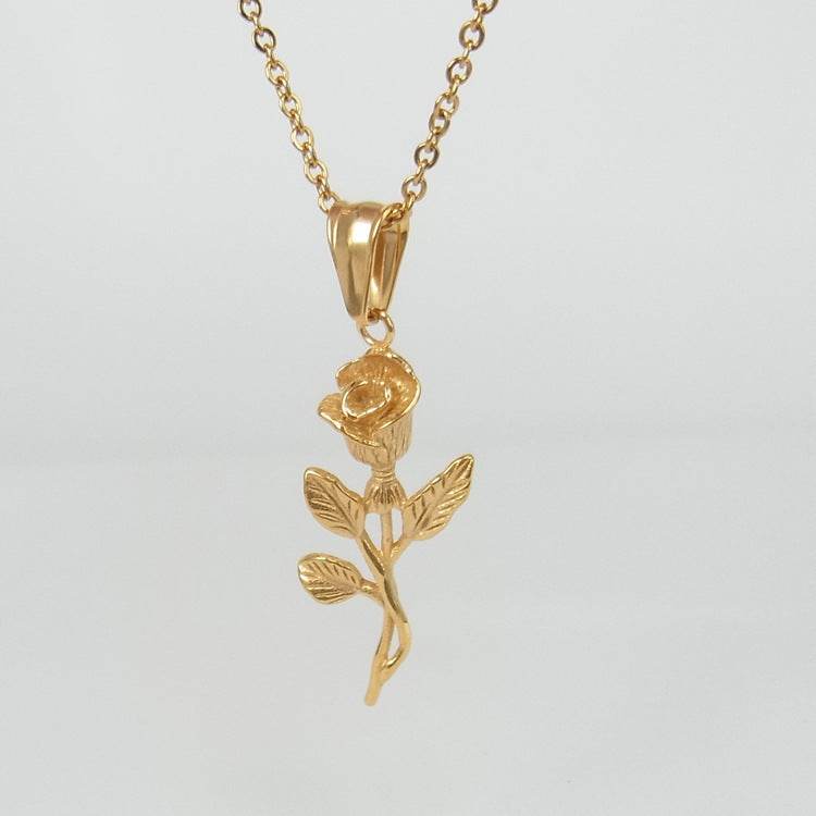 Stainless Steel Gold Roses Necklace For Men New Fashion Gold Cross Pendent With Chain Necklace Jewelry Men Necklace - Mubimart