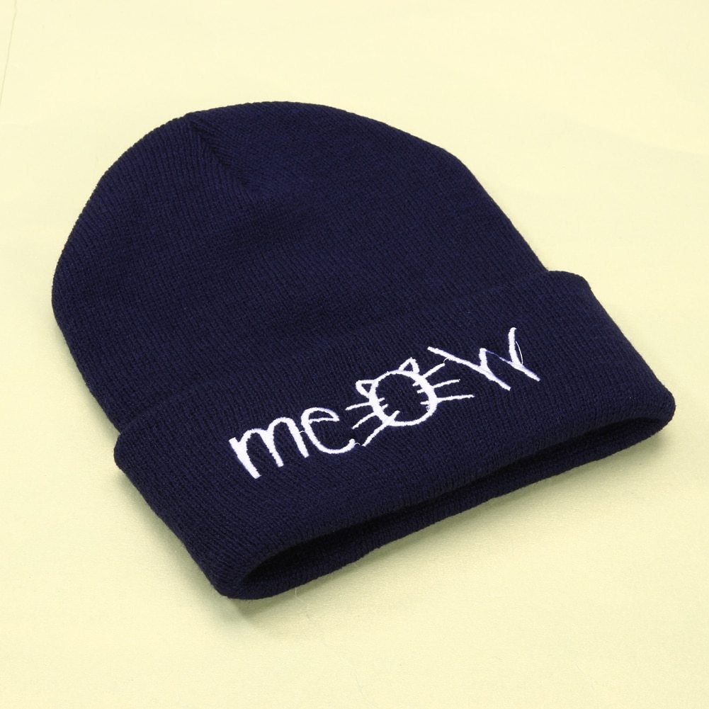 Herfst MEOW Mannen Vrouwen Casual Hip Hop Hoeden Gebreide Wollen Skullies Mutsen Hoed Warme Winter Hoed Voor Vrouwen Muts Winter Mutsen