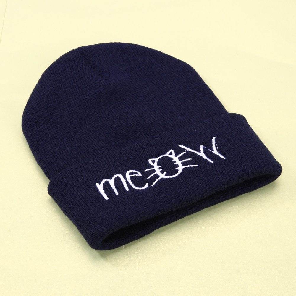 Autumn MEOW Men Women Casual Hip Hop Hats Knitted Wool Skullies Beanies Hat Warm Winter Hat For Women Beanie Winter Caps - Mubimart