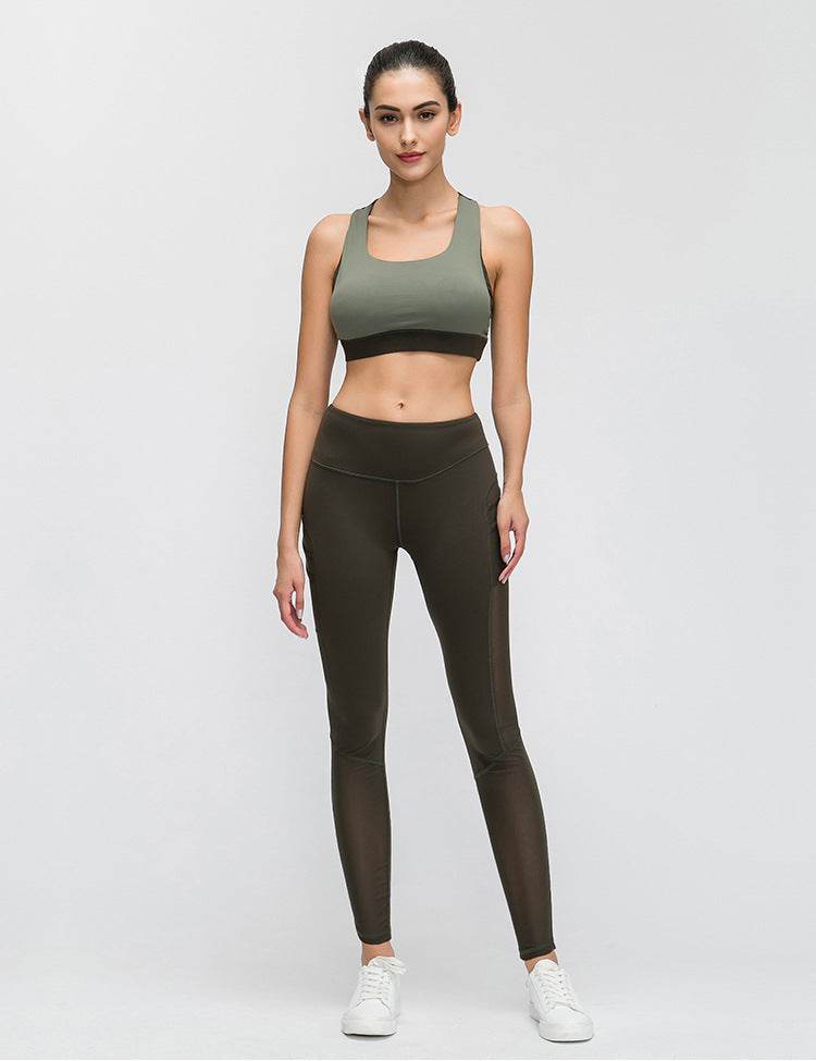 Contrast-panel sports bra - Mubimart