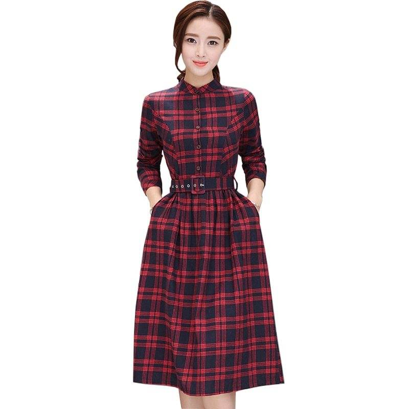 Long sleeve shirt dress - Mubimart