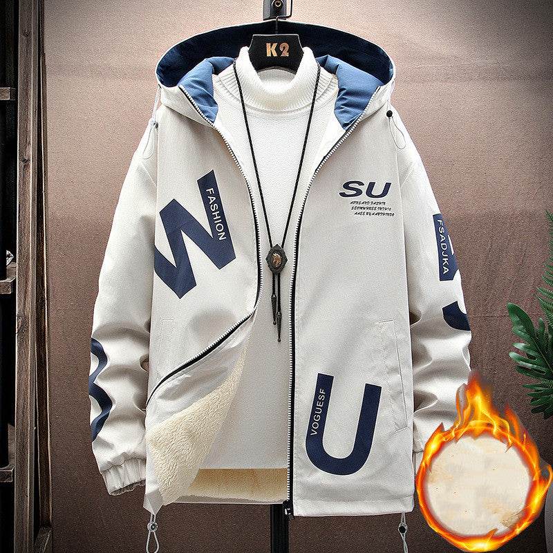 Men's Casual Cropped Fleece Jacket Hooded Jacket - Mubimart