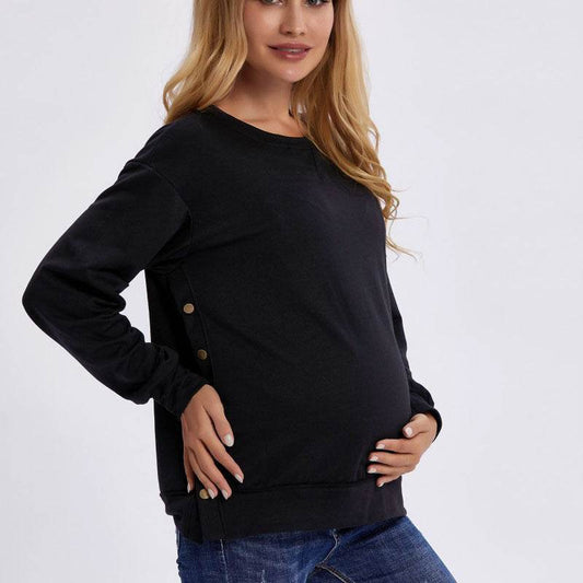Autumn And Winter New Long Sleeve Maternity Clothing Loose Sweater - Mubimart