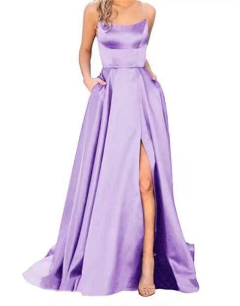 Sleeveless Split Prom Evening Dress New - Mubimart