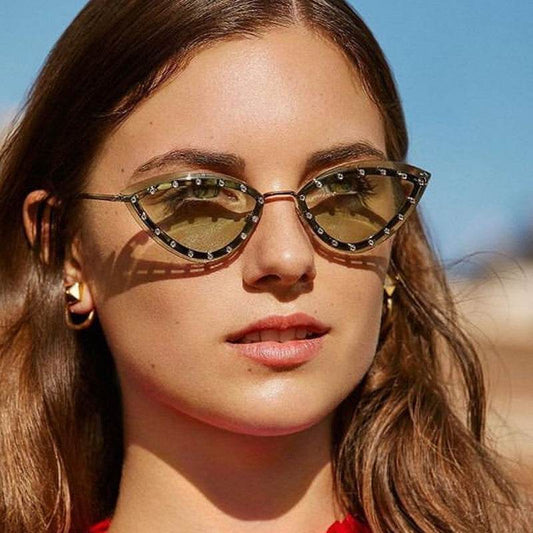 New Women's Fashion Cat Eye Round Triangle Sunglasses Frameless - Mubimart