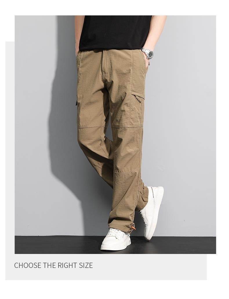 Thin Overalls Men's Casual Loose Ultrathin Khaki Straight - Mubimart