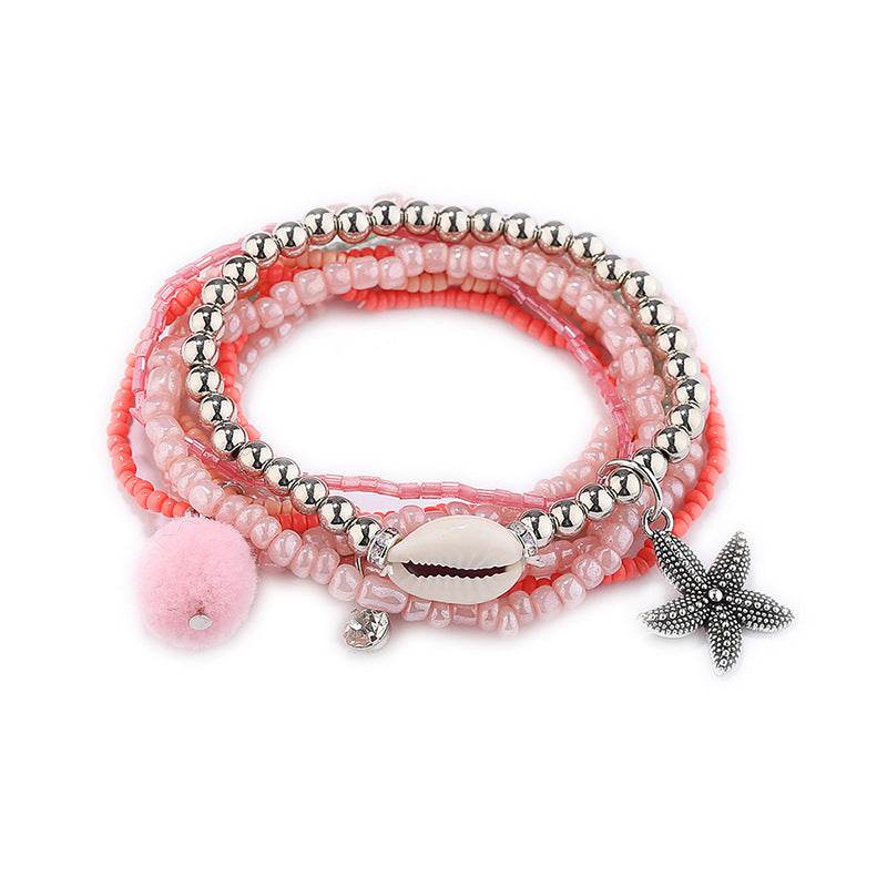 Millet Beaded Elastic Multilayer Shell Bracelet Women - Mubimart