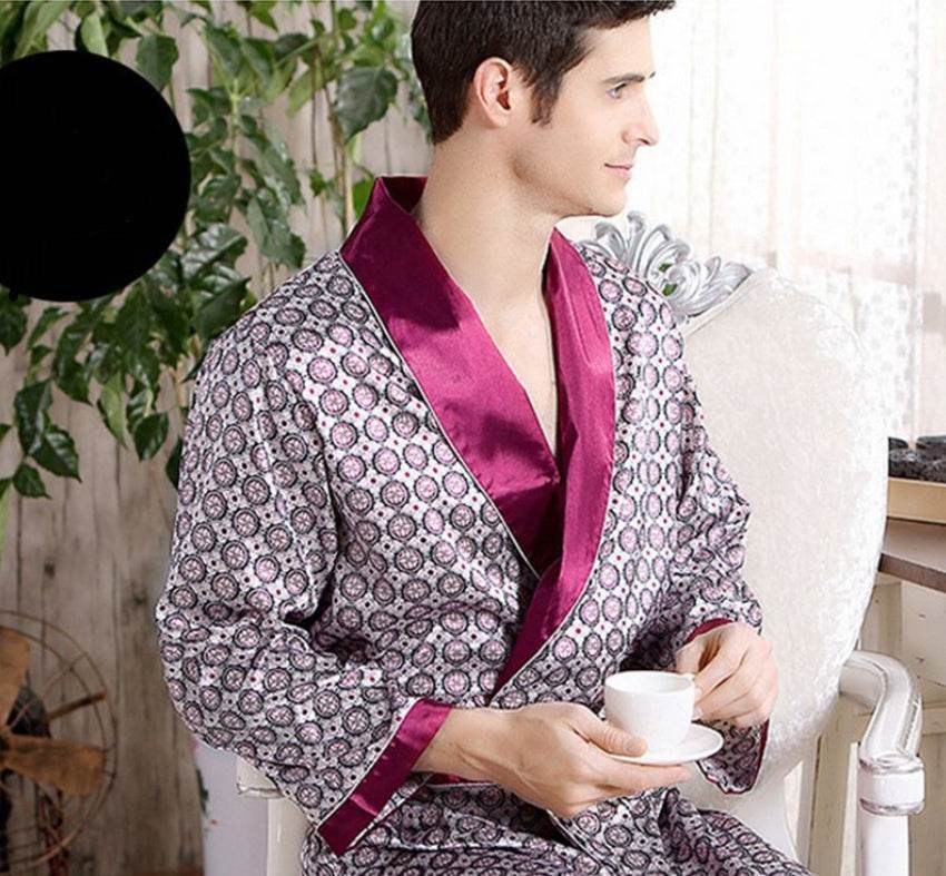 Men's silk nightgown summer - Mubimart