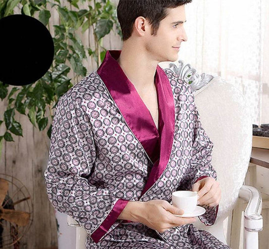 Men's silk nightgown summer - Mubimart