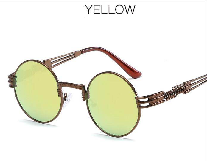 Gold Metal Fashion John Lennon Round Sunglasses Steampunk Sunglasses Mens Womens Retro Vintage Coating Mirrored Eyewear Shades - Mubimart