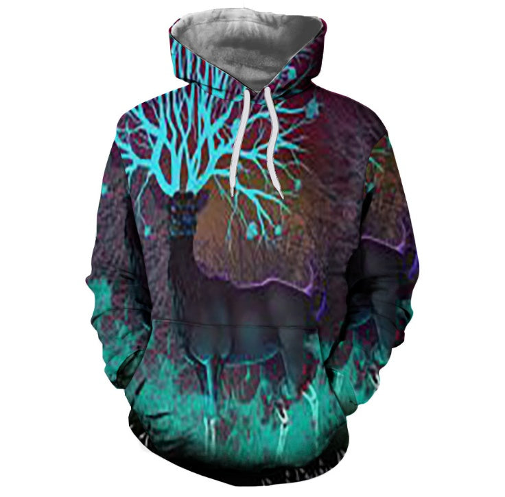 Psychedelic Deer 3D Hoodie Sweatshirts - Mubimart -  