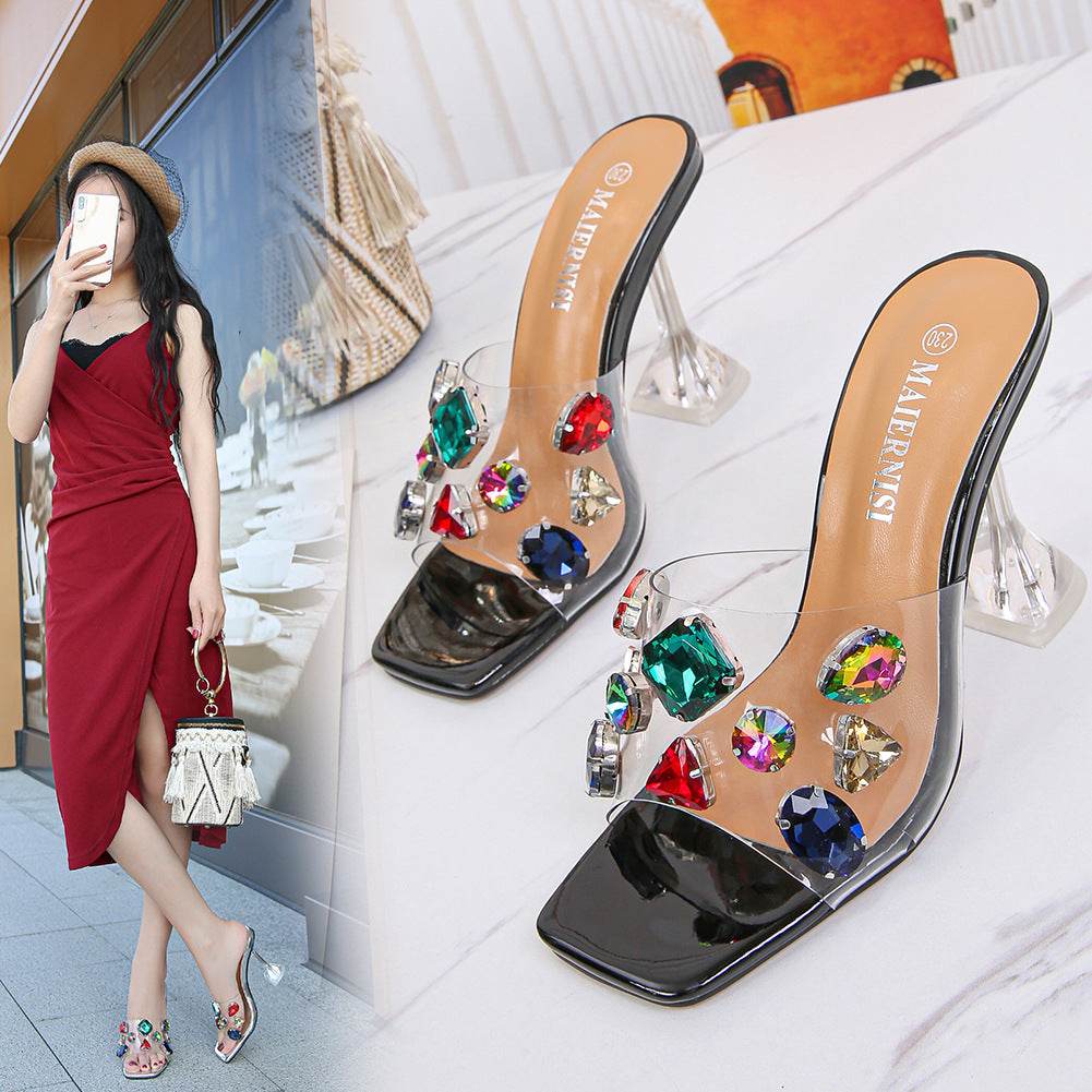 Rhinestone high heels - Mubimart