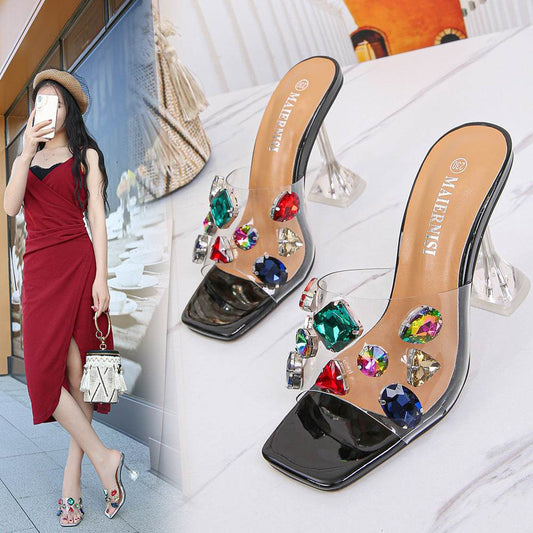 Rhinestone high heels - Mubimart