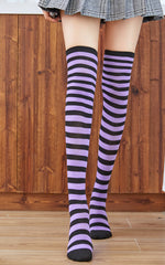 Stockings ladies over knee socks Japanese thigh socks striped high socks socks - Mubimart -  