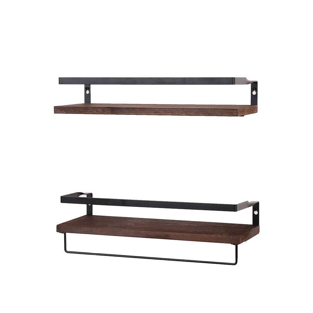 Bathroom Wall-mounted Floating Shelf With Towel Bar - Mubimart