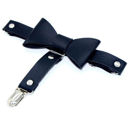 Leather Hand-studded Leg Loop Garter Belt - Mubimart