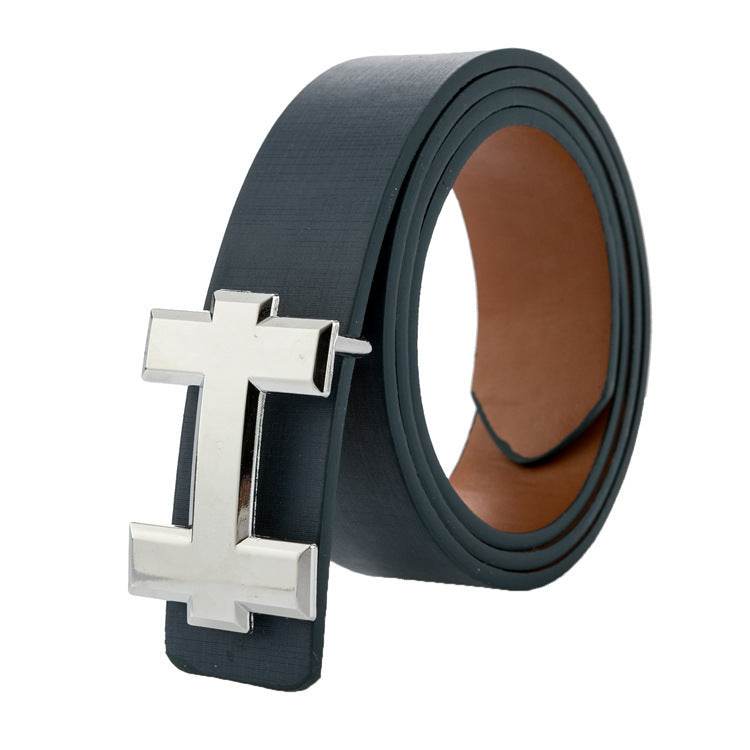 Luxury Designer H Brand Designer Belts Men High Quality Male PU Leather Women Belt Buckle Strap for Jeans Black size 110cm - Mubimart