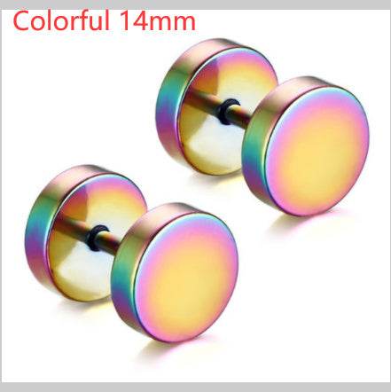 8MM Stainless Steel Earrings Women Men Gold Silver Black Barbell Ear Stud Piercing Earring Tunnel Punk Gothic Jewelry - Mubimart