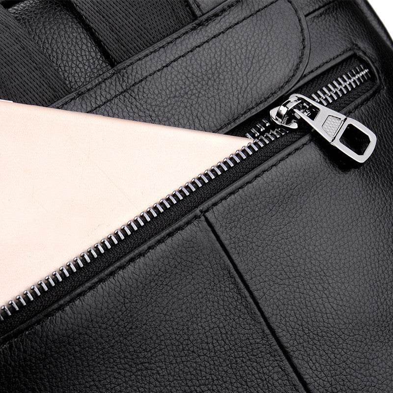 Mens Fashion Casual Cowhide Shoulder Bag - Mubimart