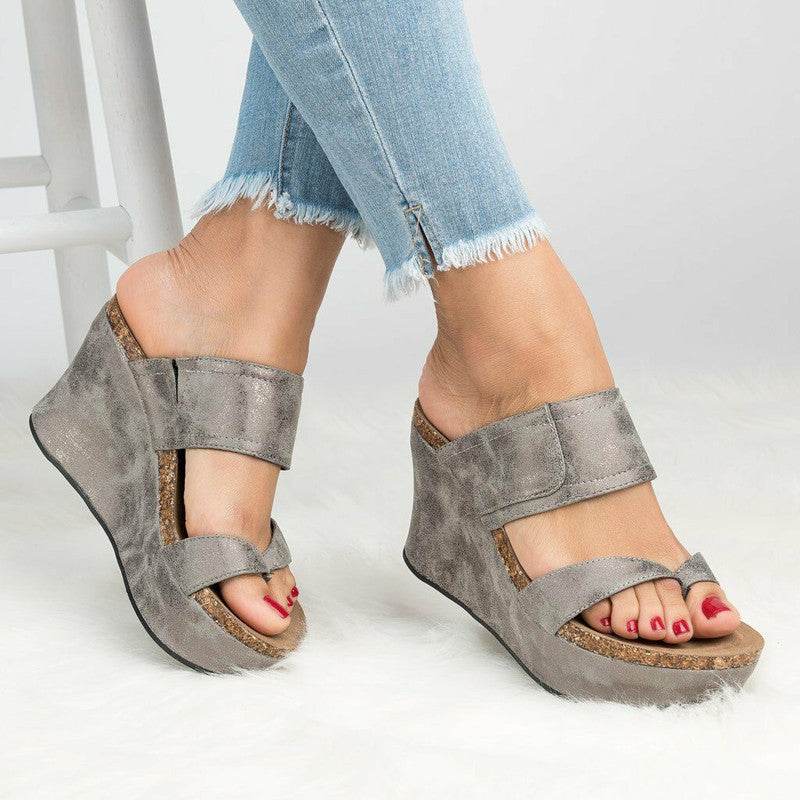 Wedge Flip-Flop Sandals - Mubimart