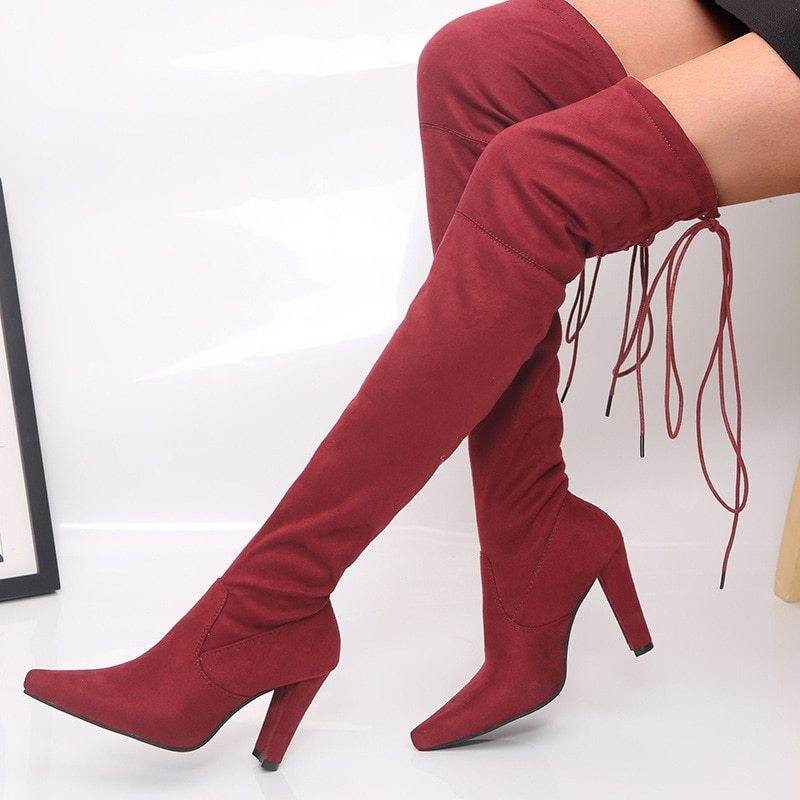 Over the knee plus fleece boots - Mubimart