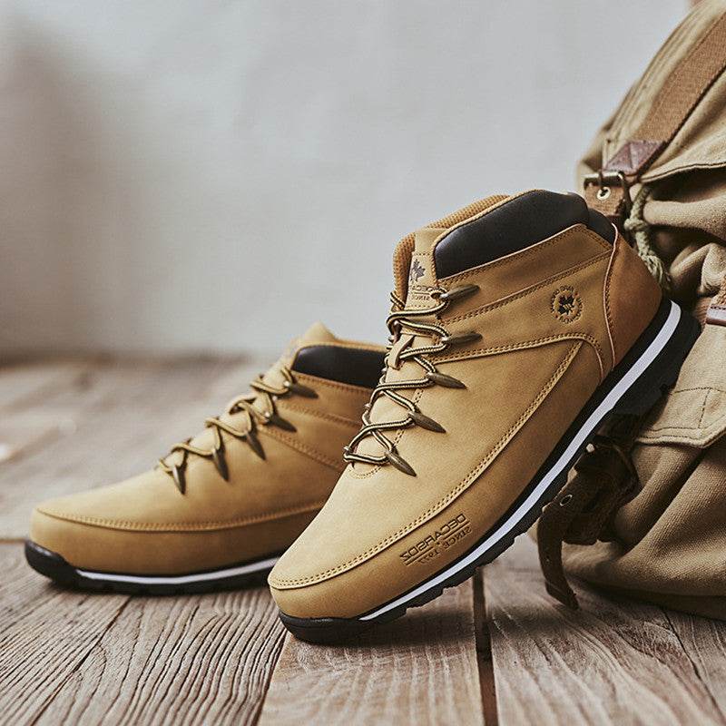 Trendy Outdoor Boots Hiking Shoes Men's Cotton Boots - Mubimart