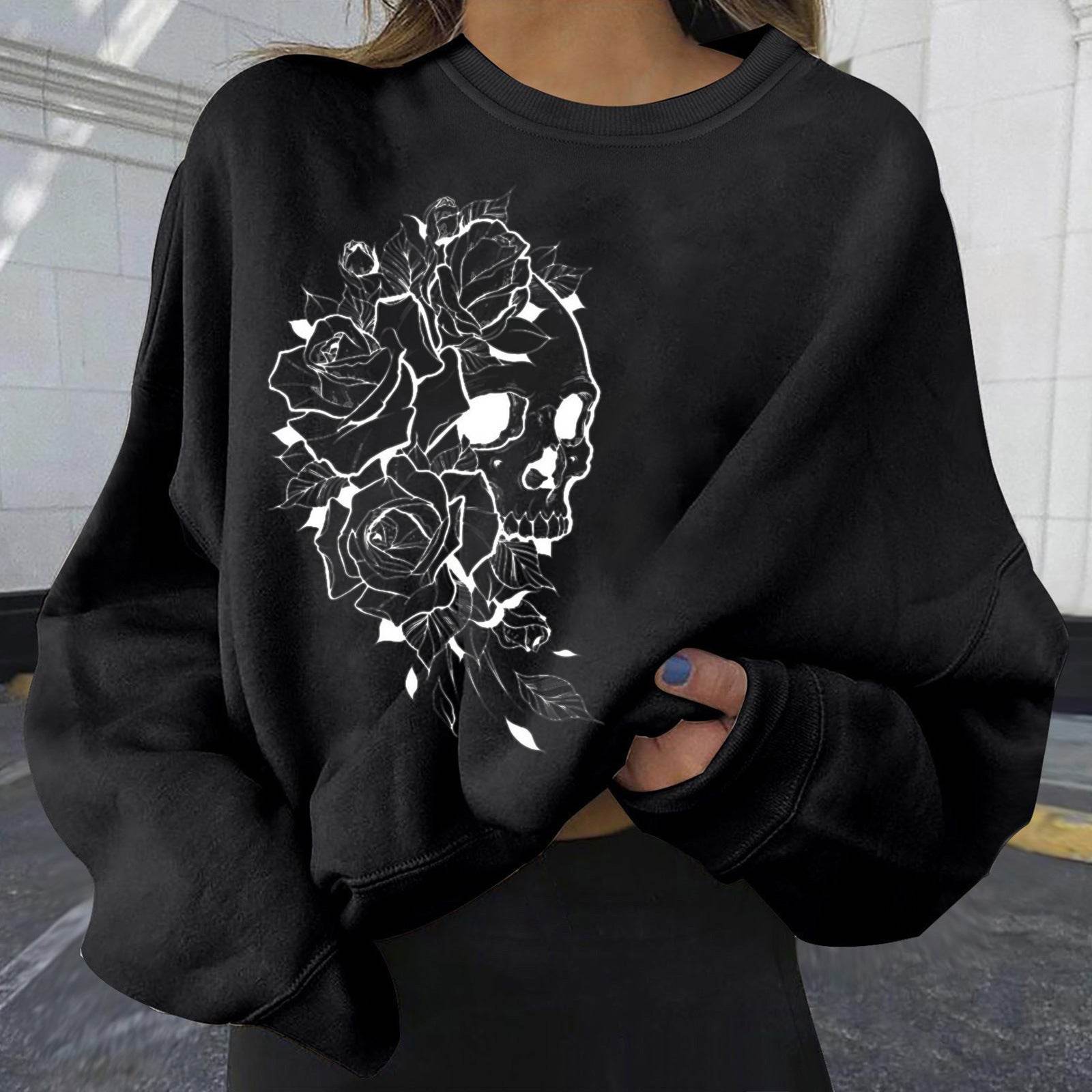 Women's Personality Print Fashion Sweatshirt Loose Plus Size - Mubimart