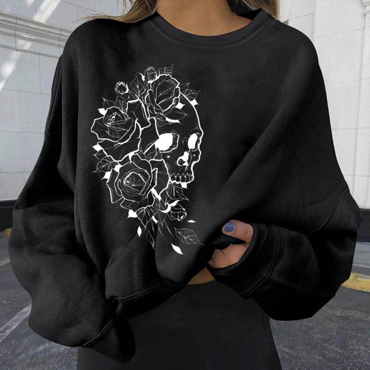Women's Personality Print Fashion Sweatshirt Loose Plus Size - Mubimart
