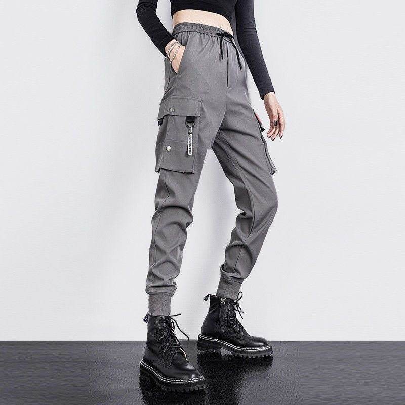 Oversized Cargo Pants Men And Women Ankle Banded Slacks High Waist Loose And Slimming - Mubimart
