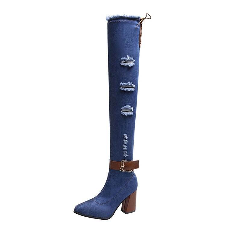 Stiletto pointed over-the-knee boots - Mubimart