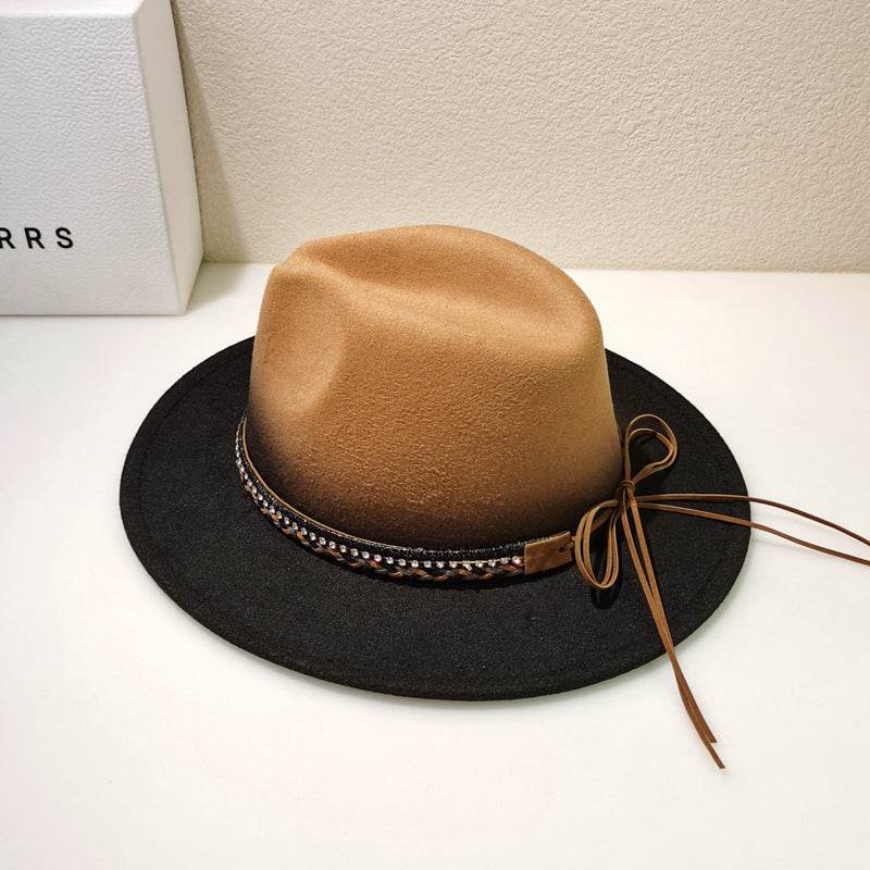Woolen Fedora Hat Female Vintage Top Hat - Mubimart