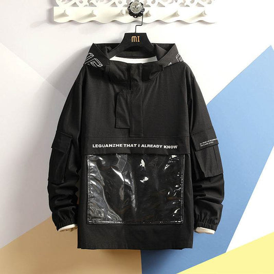 Plus Size Fashion Print Hooded Long Sleeve Pullover Jacket - Mubimart