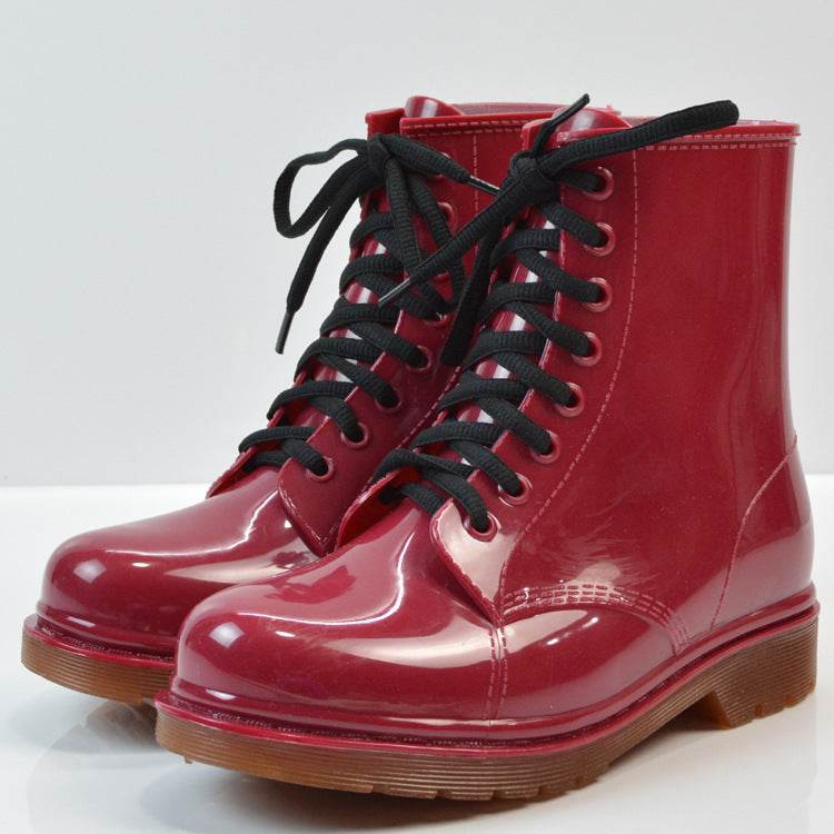 Ladies flat rain boots Martin rain boots water shoes - Mubimart