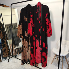 New fashion printed lantern sleeve cardigan robe women - Mubimart -  