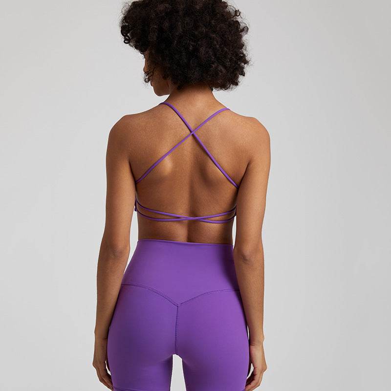 Candy Color Nude Feel Workout Bra Sports Quick-drying Workout Top - Mubimart