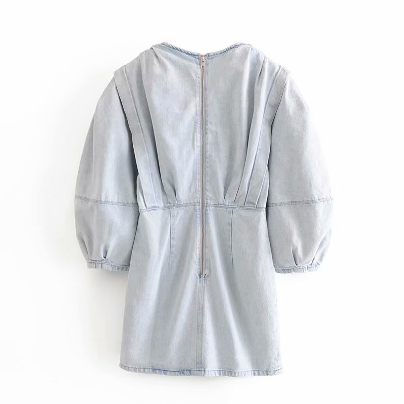 Pleated denim dress - Mubimart -  