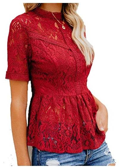 Summer Water-soluble Lace Temperament Crocheted Blouse Women - Mubimart