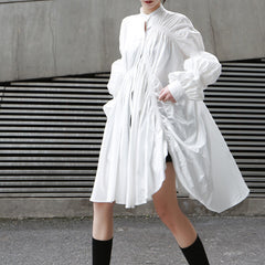 Irregular shirt dress - Mubimart -  