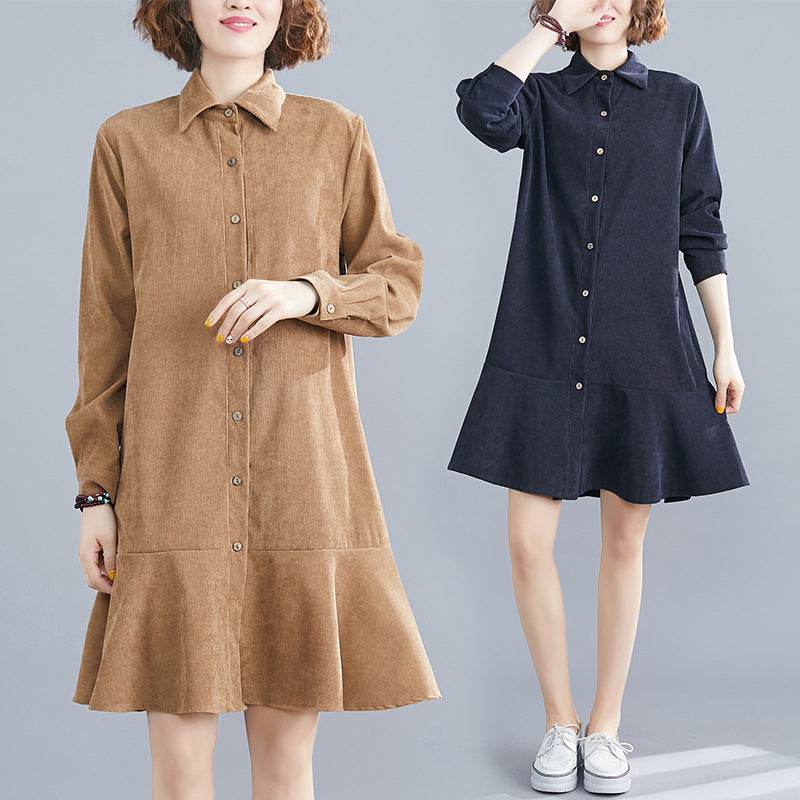 Spring new literary plus size dress women - Mubimart