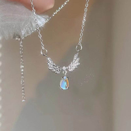Vintage Gothic Heart Crown Angel Wings Pendant Necklaces For Women Fashion Exquisite Love Shape Clavicle Chain Choker Jewelry Fashion Jewelry - Mubimart