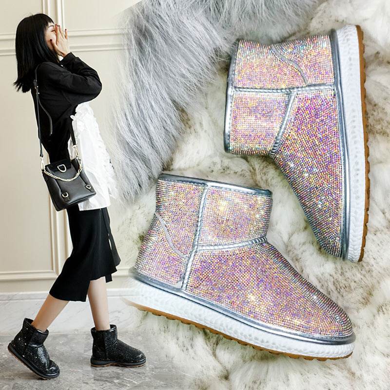 Rhinestone snow boots - Mubimart