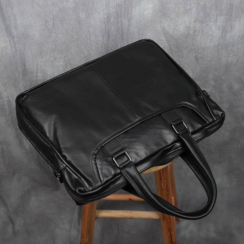 Men's Portable Leather Leisure Briefcase - Mubimart