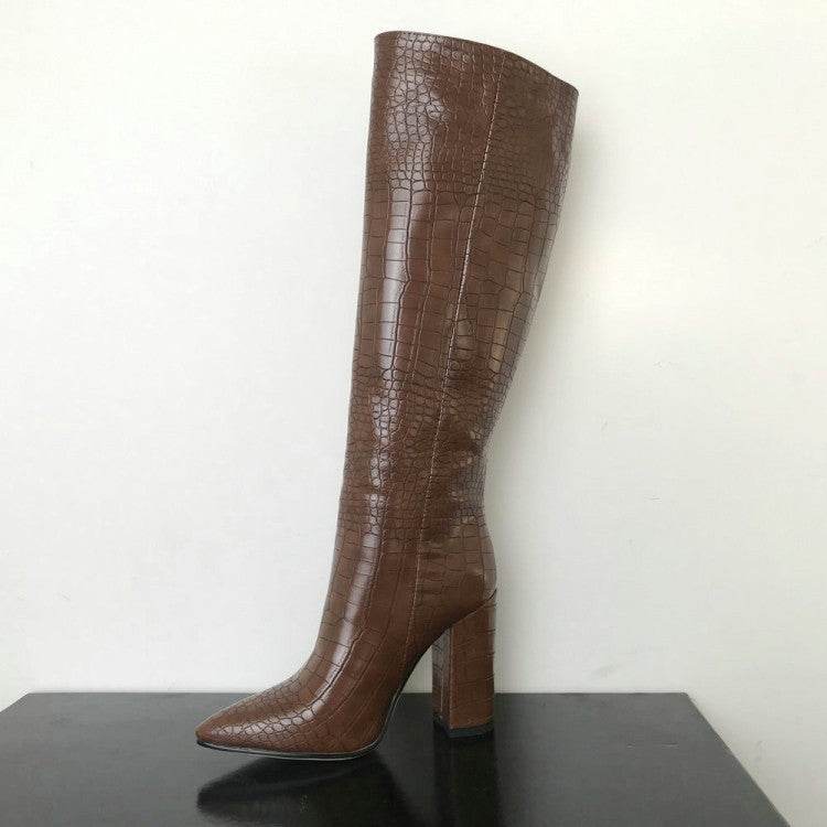 Large chunky boots for high boots for women - Mubimart