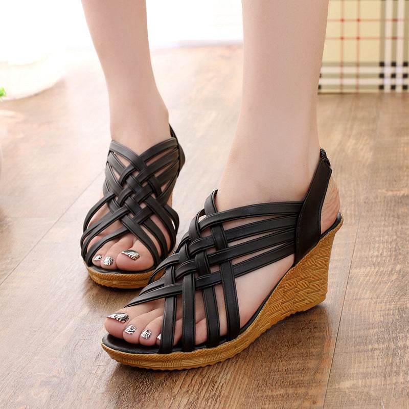 Fishbill Wedge Sandals - Mubimart