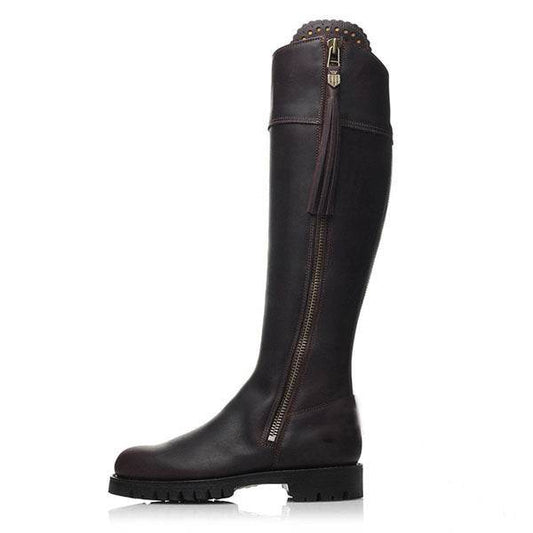 Tall metal embellished low square heel boots - Mubimart